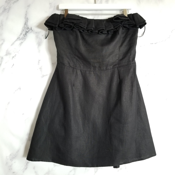 REFORMATION Black Strapless Mini Dress, Size 12 - Picture 7 of 9